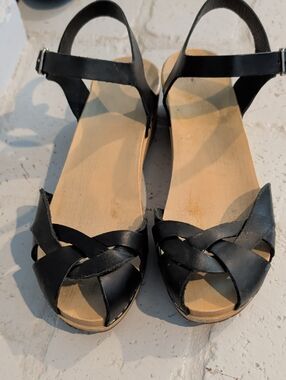 Free People Braided model in black leather Clog Sandal